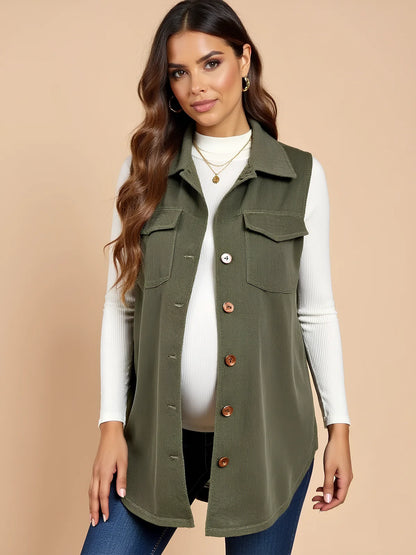 Corduroy Button Maternity Vest