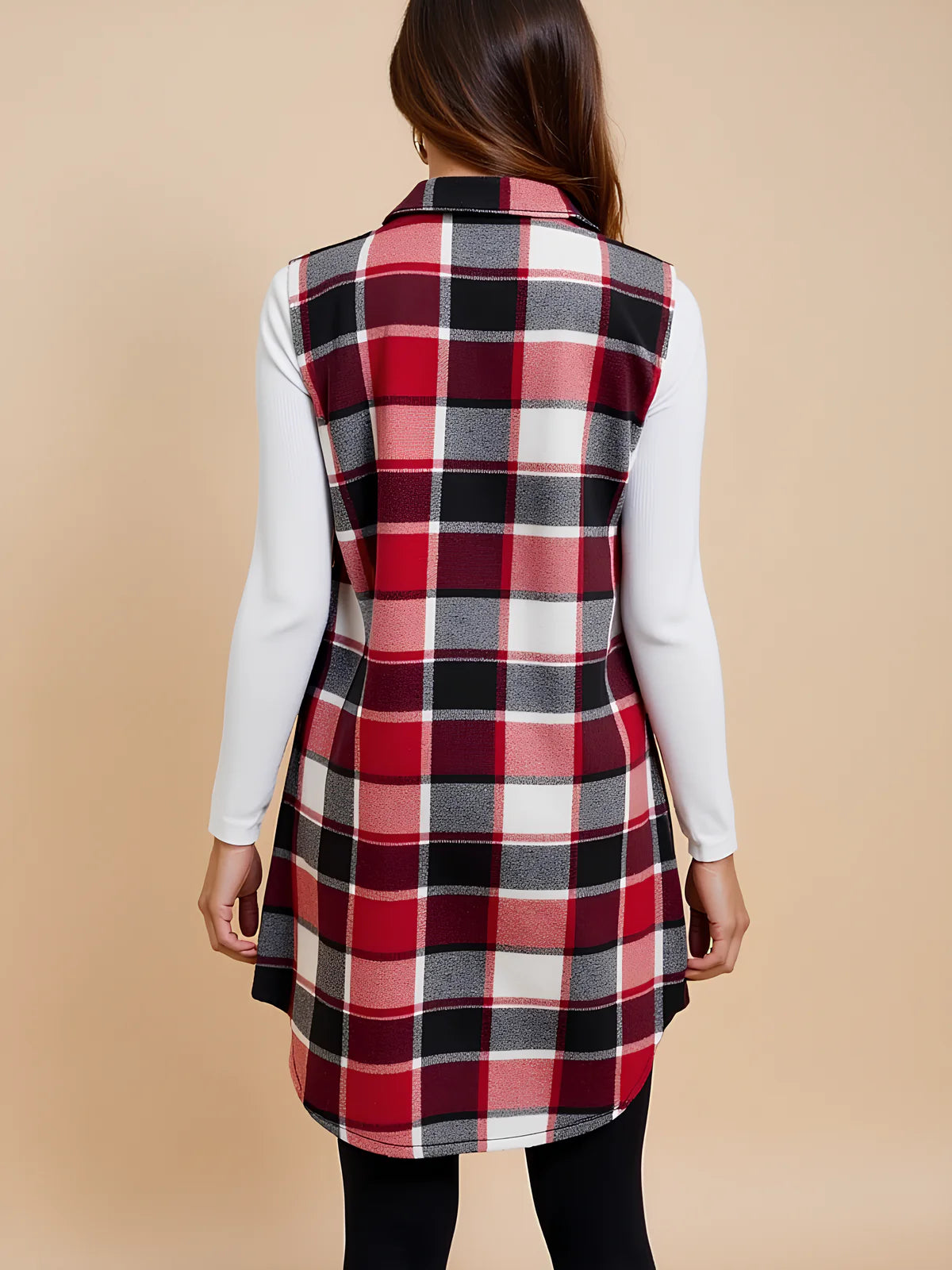 Checked Button Maternity Vest
